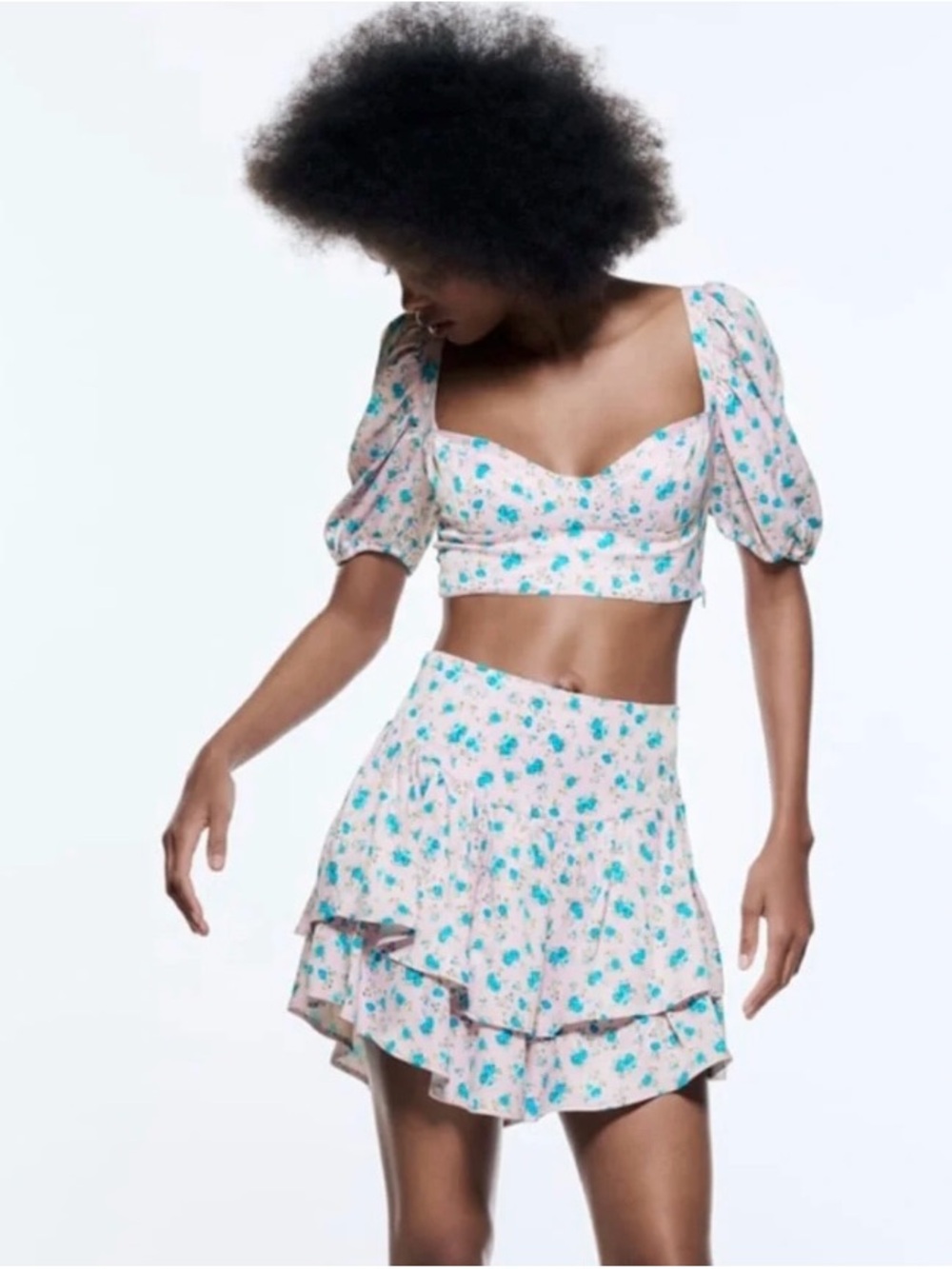 Zara Pink FLoral Print SET Corset Top
and Skirt Size Small